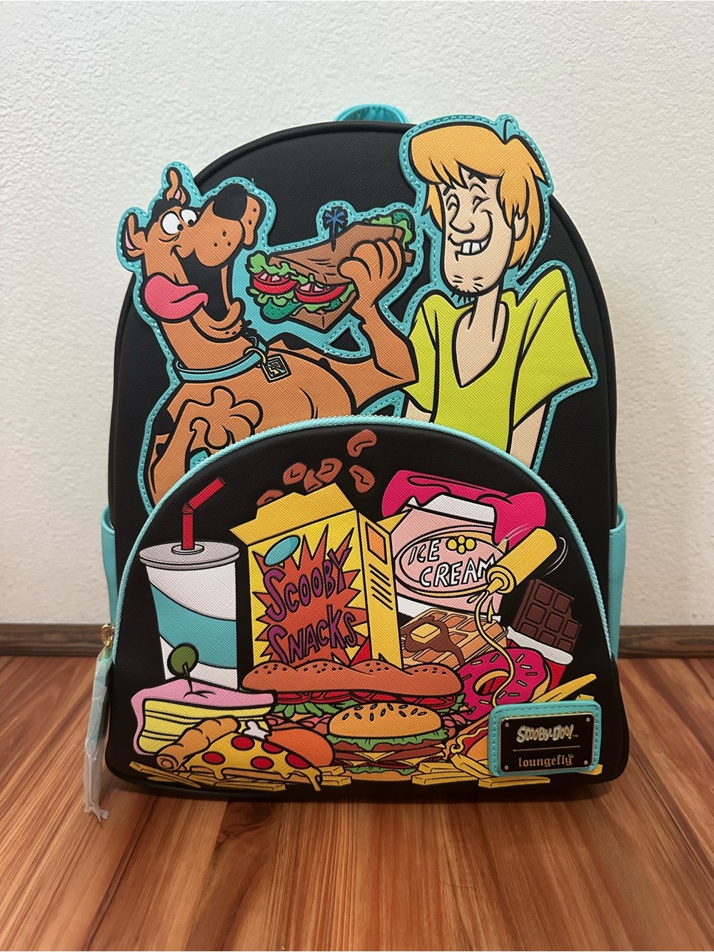 NWT Loungefly Warner Brothers Scooby-Doo Lunchbox Backpack in Black with Teal